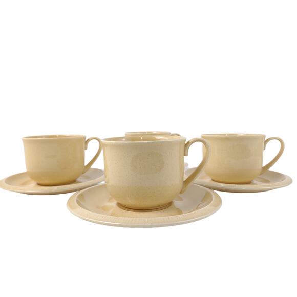 Vintage Set of 4 Franciscan Sea Sculptures Sand Primary Cups & Saucers c1971-81 - Picture 1 of 7